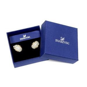 Vintage Swarovski Crystal Pavé Gold-Tone Clip-On Earrings – With Box